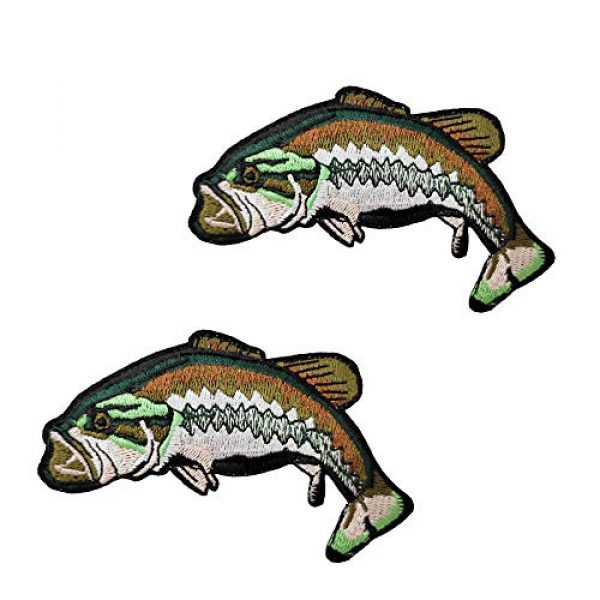 Cute-Patch Airsoft Morale Patch 1 2pcs Set Bass Fish Embroidered Iron on Patches Fishing Gifts for Men