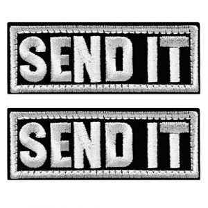 ELLEWIN Airsoft Morale Patch 1 ELLEWIN 2PCS Send It Tactical Patches Embroidered Morale Support Patch Hook and Loop, Black and White