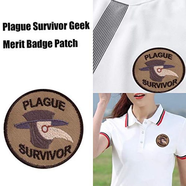 Esissenils Airsoft Morale Patch 5 Plague Survivor Geek Merit Badge Patch, 3PCS Patch Survivor Tactical Morale Embroidery Badge Hook and Loop Fastern Patches