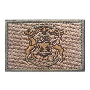 Tactical Embroidery Patch Airsoft Morale Patch 1 State Flag of Michigan Embroidery Patch Military Tactical Morale Patch Badges Emblem Applique Hook Patches for Clothes Backpack Accessories