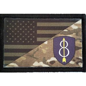 RedheadedTshirts Airsoft Morale Patch 1 8th Infantry Division USA Flag Multicam Morale Patch Tactical Military. 2x3" Hook and Loop Made in The USA