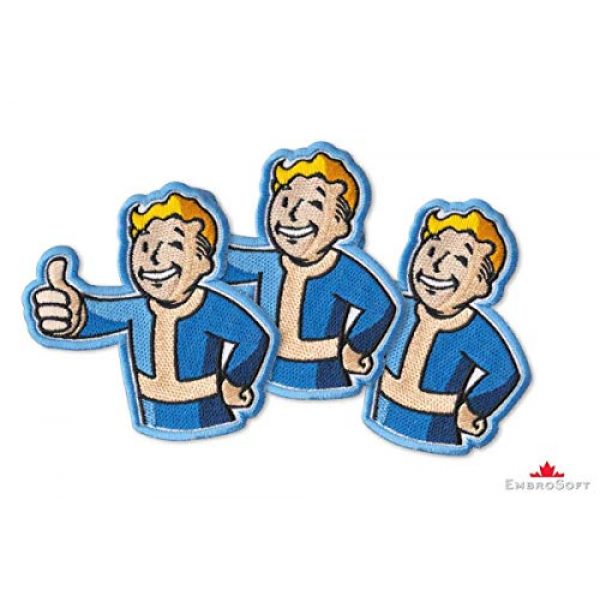 Embrosoft Airsoft Morale Patch 2 Fallout Vault Boy Embroidered Patch Iron On (3.5" x 3.6")