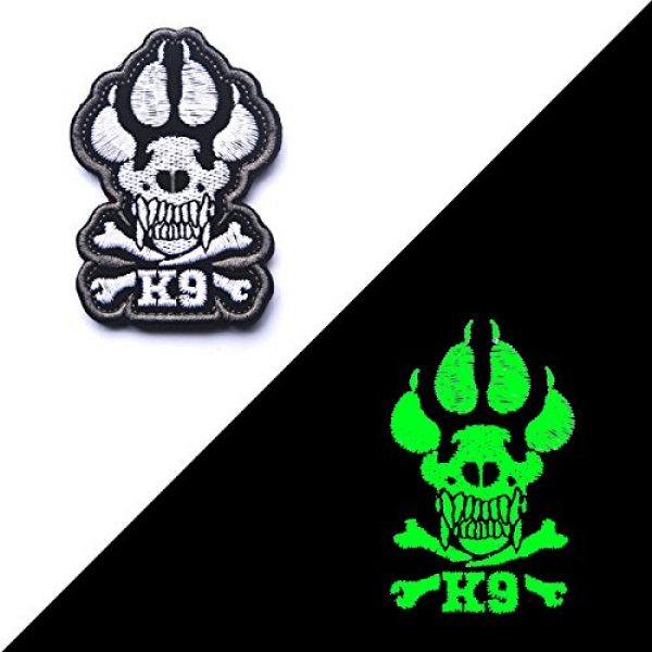 Zhikang68 Airsoft Morale Patch 3 K9 & Crossbone Killer Attack Police Dog Fastener Patch Embroidered Army Swat Morale Hook Loop Backing Tactial Badge Swat for Service Animal Vest (Night Reflective)