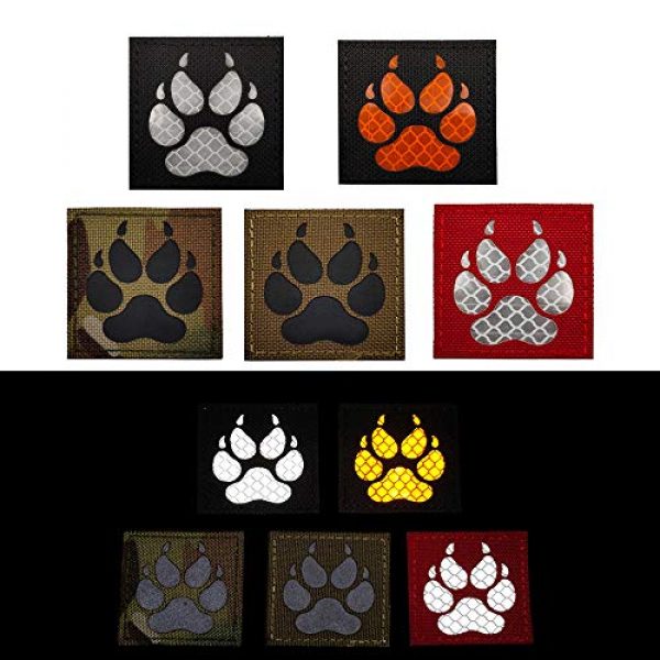 APBVIHL Airsoft Morale Patch 5 Reflective Infrared IR K9 Dog Handler Paw K-9 2x2 Tactical Morale Hook and Loop Fastener Patches