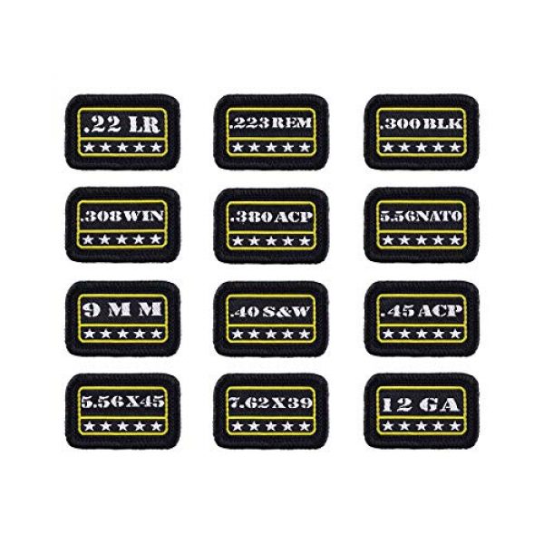 Raiseek Airsoft Morale Patch 1 Raiseek 9mm .40 .45 .380 12GA 7.62 .223 5.56 .30 .22 Military Tactical Morale Patch Hook and Loop Fastener Backing Decorative Patch Variety