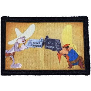 RedheadedTshirts Airsoft Morale Patch 1 Looney Tunes Bugs Bunny Yosemite Sam Ten Shooter Morale Patch -Made in The USA- Funny Tactical Army Hook Patches Funny Patch by Redheadedtshirts!
