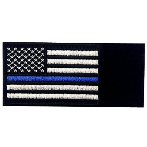 EmbTao Airsoft Morale Patch 5 Tactical Embroidered Thin Blue Line USA Flag Fastener Hook & Loop Patch