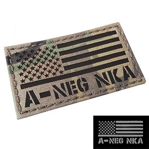 Tactical Freaky Airsoft Morale Patch 3 IR Multicam USA Flag ANEG A- Blood Type NKA NKDA Infrared Tactical Morale Fastener Patch