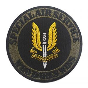 Tactical Embroidery Patch Airsoft Morale Patch 1 UK Special Forces SAS Wings Who Dares Wins Tactical Embroidery Patch Hook & Loop Morale Patch Military Patch for Clothing Accessory Backpack Armband