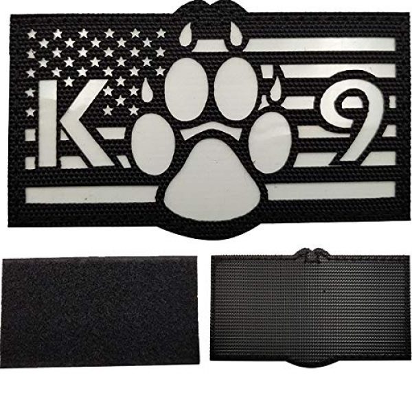 APBVIHL Airsoft Morale Patch 3 Glow in Dark USA Flag K9 Dog Handler Paw K-9 Tactical Morale Fastener Patch, Hook and Loop Backing for Harness Vest, Bundle 2 Pieces, 3.54 x 2.17 Inch