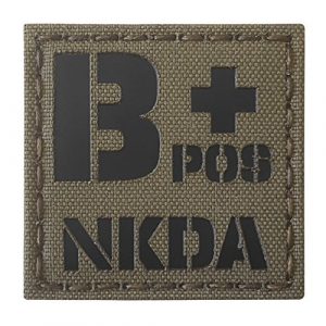 Tactical Freaky Airsoft Morale Patch 1 Ranger Green Infrared IR BPOS NKDA B+ Blood Type 2x2 Tactical Morale Fastener Patch