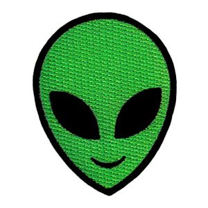 Cypress Collectibles Embroidered Patches Airsoft Morale Patch 1 Alien Head Patch Embroidered Iron-On UFO Extraterrestrial Green Smiling Applique