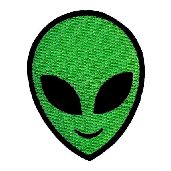 Cypress Collectibles Embroidered Patches Airsoft Morale Patch 1 Alien Head Patch Embroidered Iron-On UFO Extraterrestrial Green Smiling Applique