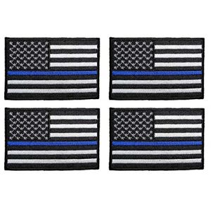 ASA Techmed Airsoft Morale Patch 1 ASA Techmed 4 Pack US USA Flag Embroidered Patch Thin Blue Line Police Emblem Military Iron On Sew On Tactical Morale Patch for Hats Backpacks Caps Jackets + More