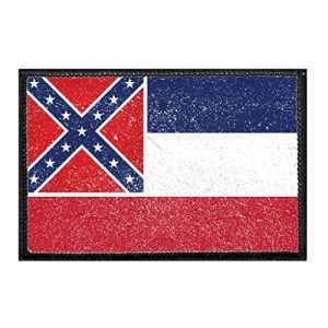 P PULLPATCH Airsoft Morale Patch 1 Mississippi State Flag - Color - Distressed | Hook and Loop Attach for Hats, Jeans, Vest, Coat | 2x3 in | by Pull Patch