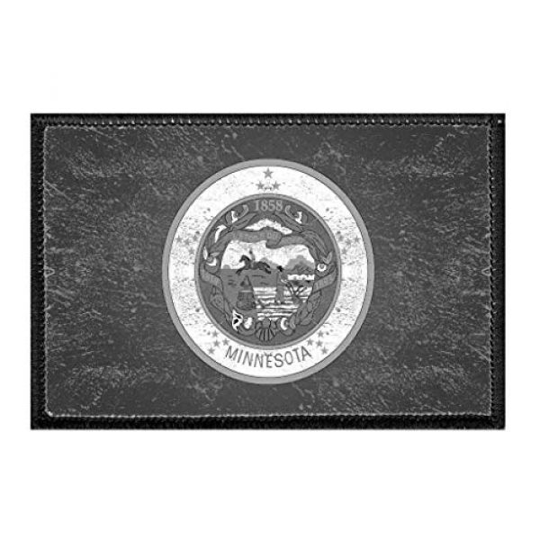P PULLPATCH Airsoft Morale Patch 1 Minnesota State Flag - Black and White - Distressed Morale Patch | Hook and Loop Attach for Hats, Jeans, Vest, Coat | 2x3 in | by Pull Patch