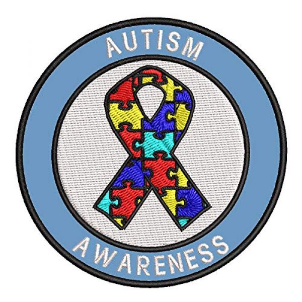Appalachian Spirit Airsoft Morale Patch 1 Autism Awareness Support Puzzle Ribbon 3.5" Round Embroidered Patch DIY Iron or Sew-on Decorative Vacation Travel Souvenir Applique
