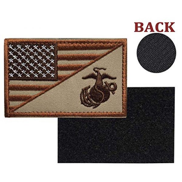 SpaceAuto Airsoft Morale Patch 2 SpaceAuto USA American Flag/Marine Corps USMC Military Tactical Morale Badge Patch 3" x 1.97" - Brown