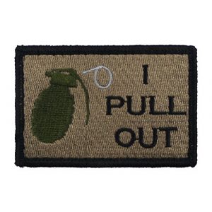 Morale Tags Airsoft Morale Patch 1 I Pull Out Grenade Hook and Loop Fully Embroidered Morale Tags Patch (Coyote and Black)
