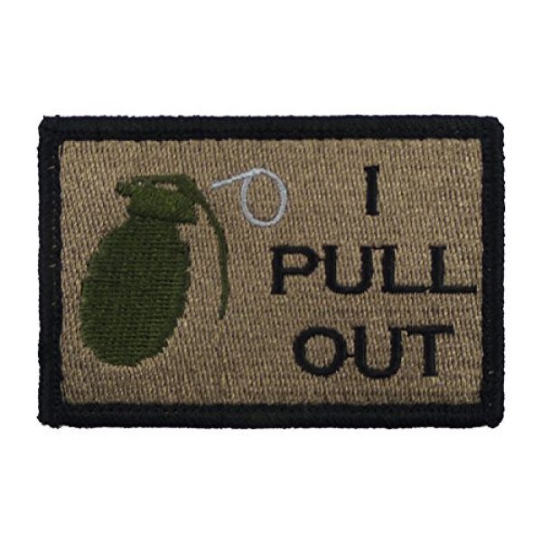 Morale Tags Airsoft Morale Patch 1 I Pull Out Grenade Hook and Loop Fully Embroidered Morale Tags Patch (Coyote and Black)