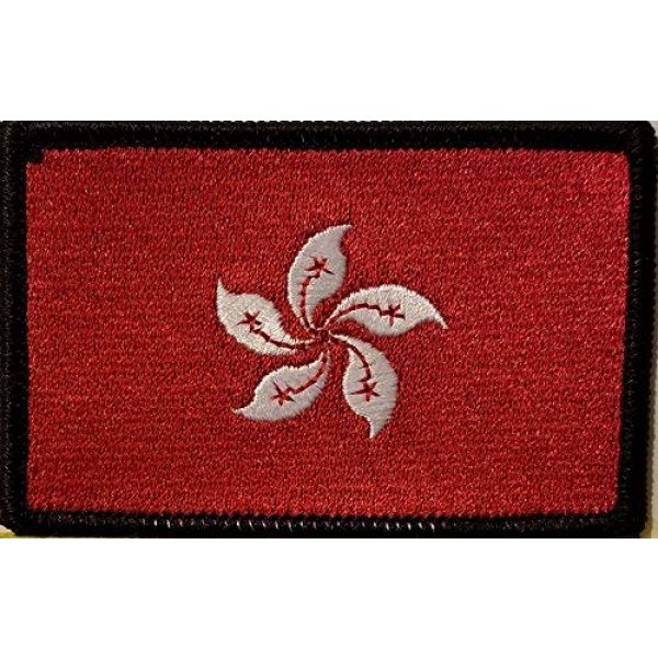 Fast Service Designs Airsoft Morale Patch 1 Hong Kong Flag Embroidered Patch with Hook & Loop Morale Tactical Travel Emblem Black Border