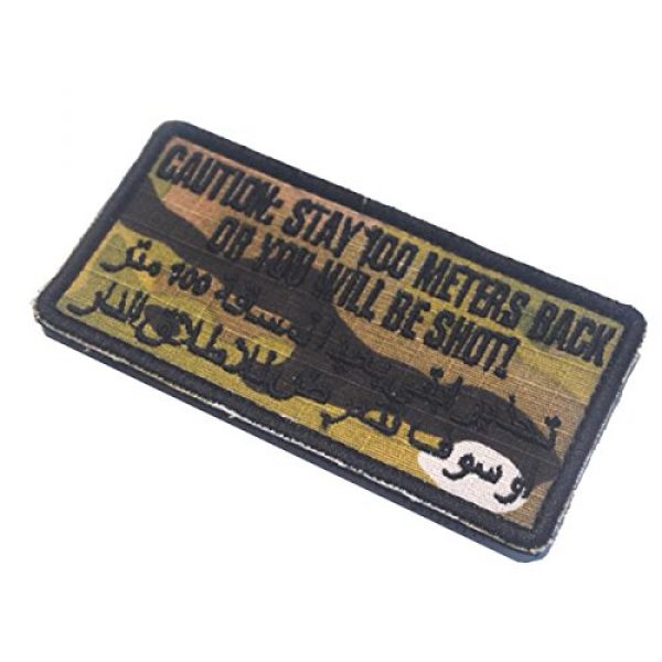 ODSP Airsoft Morale Patch 6 Caution Stay 100 Meters Back or You Will Be Shot Embroidery Military Tactical Morale Badge Hook & Loop Desert Emblem Patch 3.94" x 1.97" Sized for Clothes Jeans Jackets Backpacks (Bubble 3 Pieces)