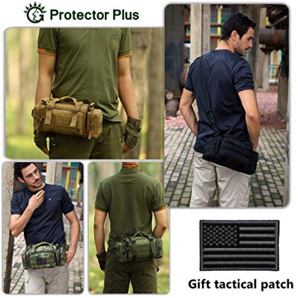 Protector Plus Tactical Pouch 3 Protector Plus Tactical Fanny Pack Military Assault Waist Bag Hip Belt MOLLE Sling Army Lumbar Gear Pouch EDC Camera Handlebar Range Bags (Patch Included)