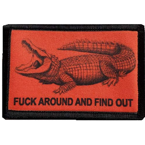 RedheadedTshirts Airsoft Morale Patch 1 Crocodile Fuck Around and Find Out Morale Patch. 2x3" Hook Patch. Redhaededtshirts Made in The USA