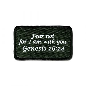 BASTION Airsoft Morale Patch 1 BASTION Morale Patches (Genesis 26:24, Colors) | 3D Embroidered Patches with Hook & Loop Fastener Backing | Well-Made Clean Stitching | Christian Patches Ideal for Tactical Bag, Hats & Vest (Green)