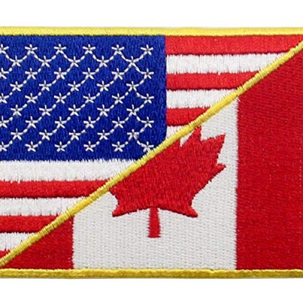 EmbTao Airsoft Morale Patch 2 USA American United State Canada Flag Patch Embroidered Applique Iron On Sew On Emblem, Red & Black