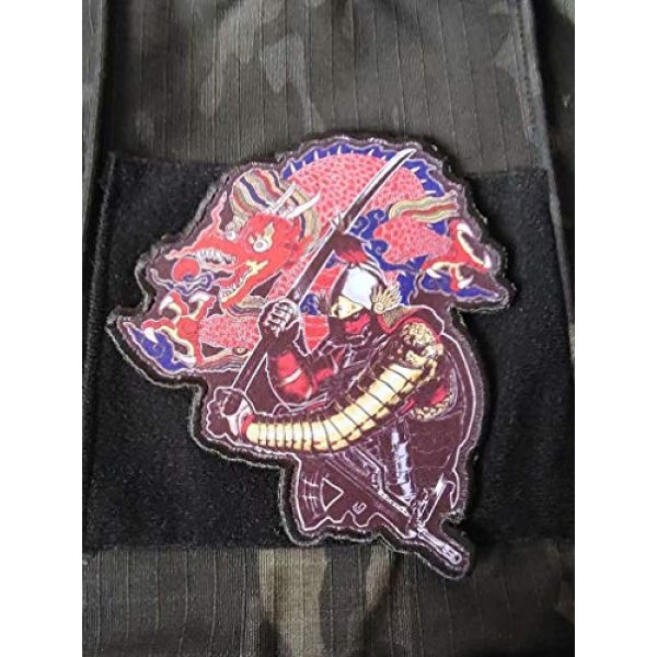 Sum-elyn Airsoft Morale Patch 4 Sum-elyn Tactical Dragon Samurai Morale Patch for Backpack and Jackets Milspec Woven Label Embroidery Armband Pack