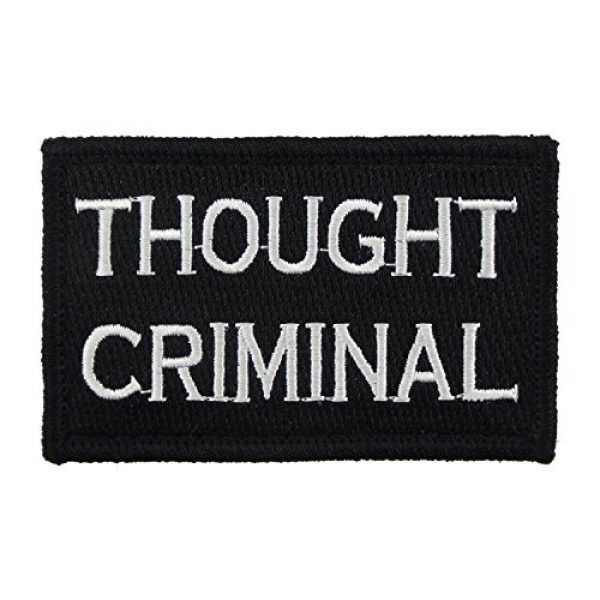 Morale Tags Airsoft Morale Patch 1 Thought Criminal Patch Fully Embroidered with Hook and Loop Morale Tags (Black and White)