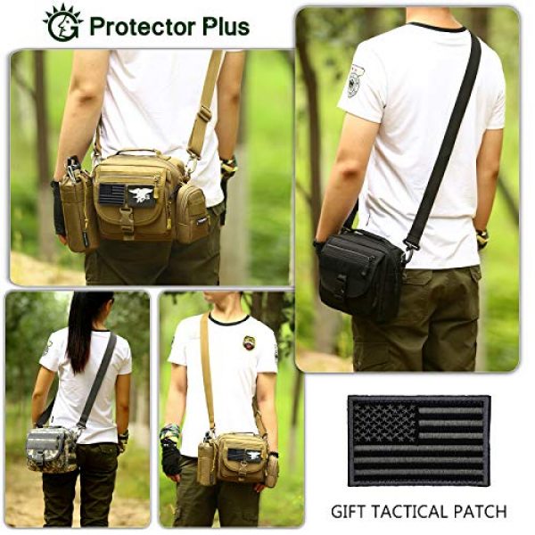 Protector Plus Tactical Pouch 3 Protector Plus Tactical Messenger Bag Men Small Military MOLLE Crossbody Pack Tool Briefcase Assault Gear Handbags Outdoor Utility Carry Satchel (Patch Included)
