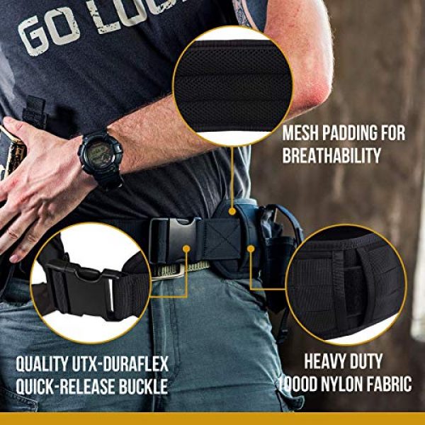 OneTigris Tactical Pouch 6 HUNTERZ Water Bottle Holster & Padded Patrol Belt Dual-use MOLLE Belt