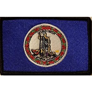 Fast Service Designs Airsoft Morale Patch 1 Virginia State Flag Embroidered Patch with Hook & Loop Morale Tactical Emblem Black Border