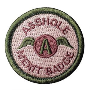 ShowPlus Airsoft Morale Patch 1 ShowPlus Asshole Merit Badge Morale Tactical Embroidered Patch (Pink)