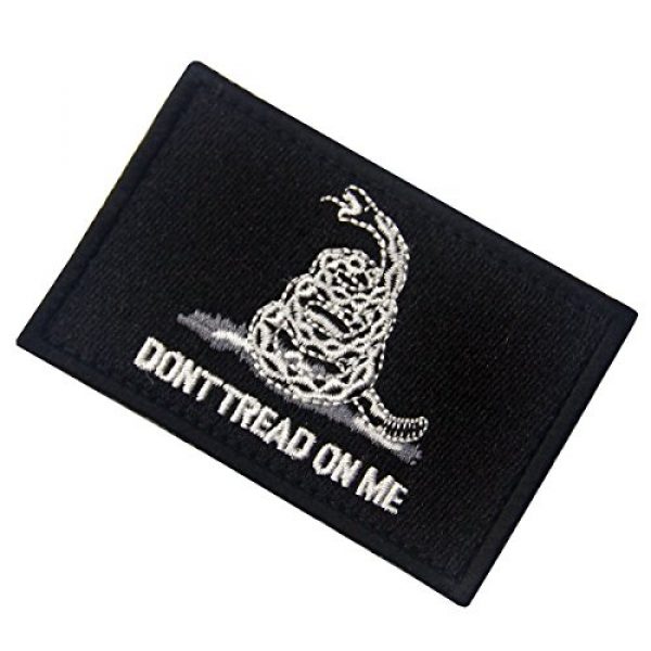 EmbTao Airsoft Morale Patch 4 Don't Tread On Me Tactical Embroidered Morale Applique Fastener Hook&Loop Patch - White & Black