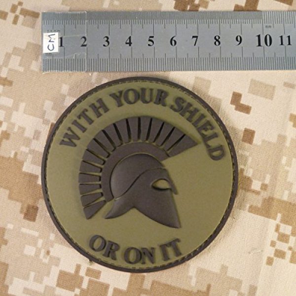 LEGEEON Airsoft Morale Patch 4 LEGEEON Olive Drab Spartan Helmet Your Shield ON IT OD Green Morale PVC Rubber Fastener Patch