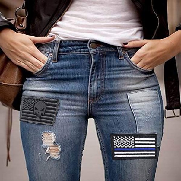 Bonng Airsoft Morale Patch 7 Bundle 14 Packs USA Flag Patches Thin Blue Line Tactical Military Morale Velcro Patch Set Morale Patches Set for Caps,Bags,Backpacks,Tactical Vest,Military Uniforms (color2)