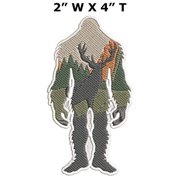 Sassy Treasures Airsoft Morale Patch 2 Bigfoot Forest Elk 2" W x 4" T Embroidered Patch DIY Iron On/Sew On Vacation Souvenir Travel Novelty Theme Decorative Applique Cryptid Cryptology Sasquatch Research Team