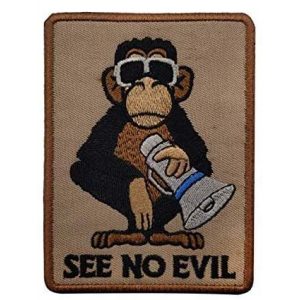 Tactical Embroidery Patch Airsoft Morale Patch 1 Three Wise Monkey See Speak Hear No Evil Embroidery Patch Military Tactical Morale Patch Badges Emblem Applique Hook Patches for Clothes Backpack Accessories