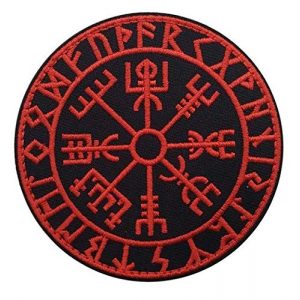 Tactical Embroidery Patch Airsoft Morale Patch 1 Viking Norse Runes Vegvisir Compass Tactical Embroidery Patch Hook & Loop Morale Patch Military Patch for Clothing Accessory Backpack Armband (red)
