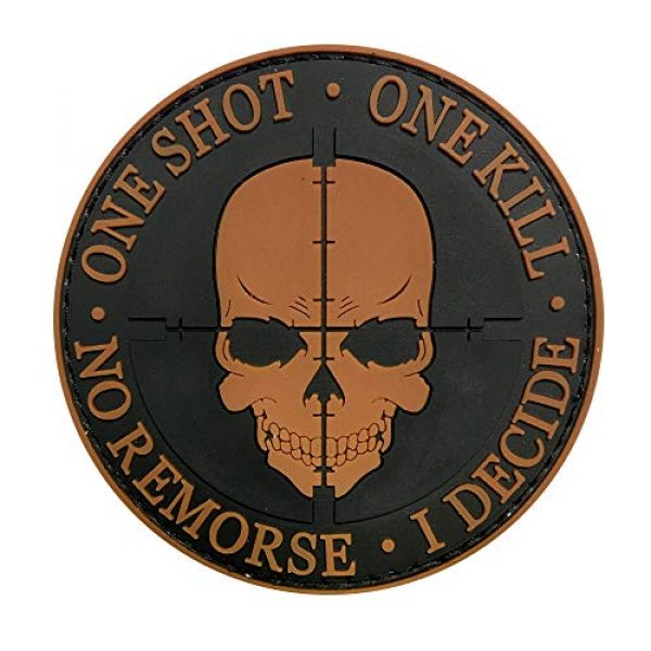 Morton Home Airsoft Morale Patch 1 Morton Home Tactical PVC 3D Black Sniper One Shot One Kill No Remorse I Decide Morale Badge Patch (Yellow)