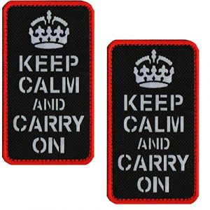 ODSP Airsoft Morale Patch 1 Keep Calm and Carry on Morale Patch with Loop and Hook Backing, IR Reflective Tactical Military Patches Badge 3.94 x 1.97 Inch 2PCS
