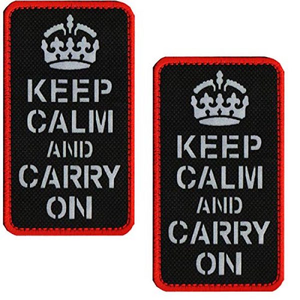 ODSP Airsoft Morale Patch 1 Keep Calm and Carry on Morale Patch with Loop and Hook Backing, IR Reflective Tactical Military Patches Badge 3.94 x 1.97 Inch 2PCS