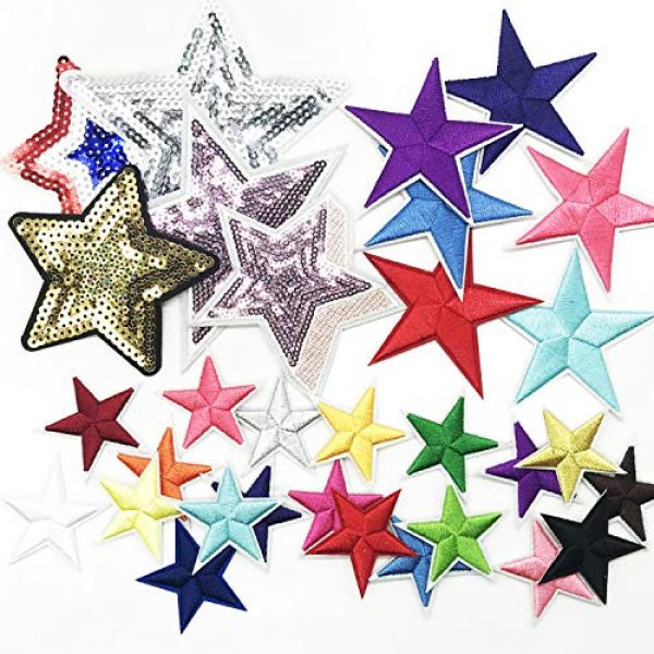 Woohome Airsoft Morale Patch 7 Woohome 31 PCS Assorted Star Iron on Patches Sew on Patches Embroidered Appliques for DIY Clothing Accessories