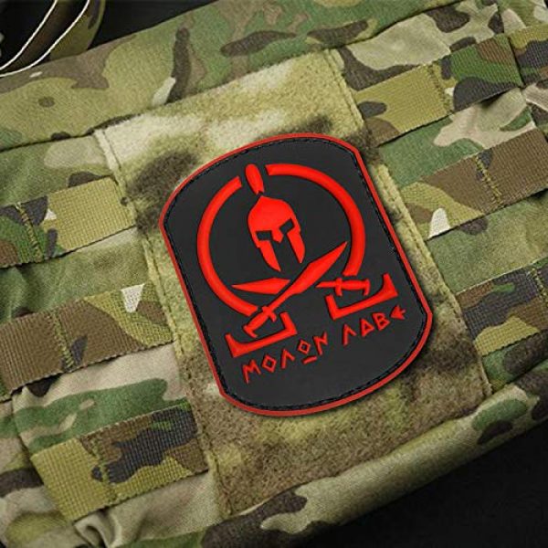 Morton Home Airsoft Morale Patch 3 Morton Home Molon Labe Fastener Patch | Airsoft Paintball Tactical Military Rubber Badges PVC Rubber 3D Morale (Red)