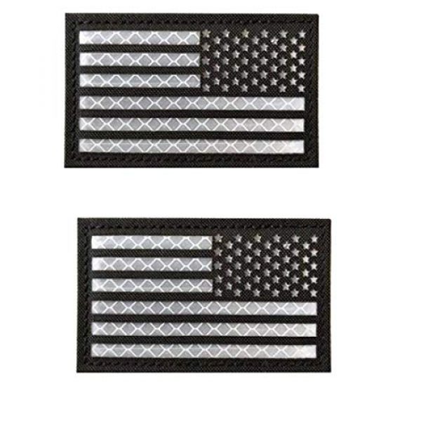 ODSP Airsoft Morale Patch 1 2 PCS Reflective US USA American Flag Patch, Tactical Morale Patches Hook and Loop Fastener Backing 3.15 x 1.97 inch (Right)