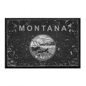 P PULLPATCH Airsoft Morale Patch 1 Montana State Flag - Black and White - Distressed | Hook and Loop Attach for Hats, Jeans, Vest, Coat | 2x3 in | by Pull Patch