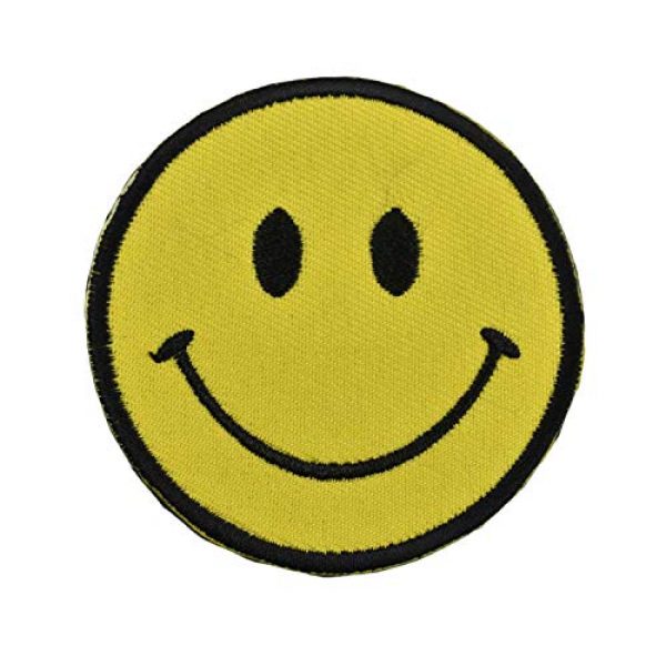JADEDRAGON Airsoft Morale Patch 1 Tactical Morale Patch Embroidered /3D PVC Rubber Patch -USA Flag with Spartan/Smiley Face/Star of Life EMT EMS Cross Tactical Morale Badge Emblem Embroidery Patch (Smiley Face Yellow)